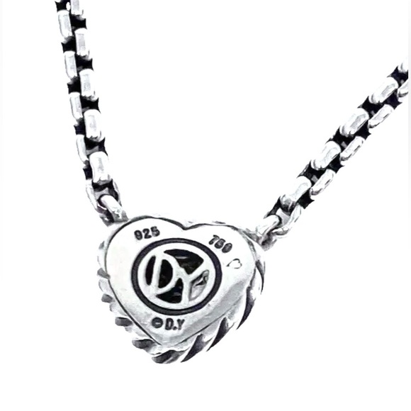 David Yurman 18k Yellow Gold, Sterling Silver, Diamond Heart Pendant Necklace!! - Picture 7 of 8